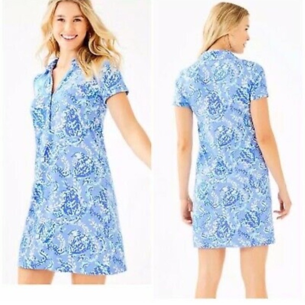 Lilly Pulitzer Sadie Polo Dress, blue peri, Large, stretch